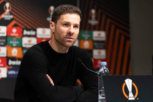 231130 Head coach Xabi Alonso of Bayer Leverkusen during the press conference after the UEFA Europa League soccer match between BK Häcken and Bayer Leverkusen on November 30, 2023 in Gothenburg Photo Michael Erichsen BILDBYRAN COP 89 MI0578 bayer leverkusen bbeng bk häcken football fotboll fotboll soccer uefa europa league  Copyright: MICHAELxERICHSEN BB231130MI092