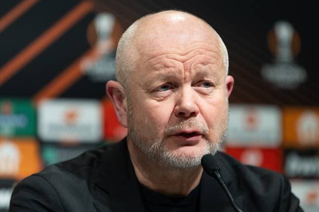 231130 Head coach Per Mathias Hogmo of BK Häcken during the press conference after the UEFA Europa League football match between BK Häcken and Bayer Leverkusen on November 30, 2023 in Gothenburg Photo Michael Erichsen BILDBYRAN COP 89 MI0578 bayer leverkusen bbeng bk häcken football fotball fotboll fotboll soccer uefa europa league  Copyright: MICHAELxERICHSEN BB231130MI095