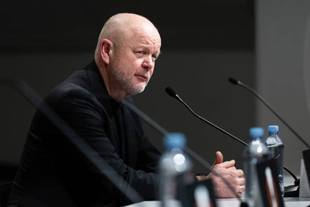 231130 Head coach Per Mathias Hogmo of BK Häcken during the press conference after the UEFA Europa League football match between BK Häcken and Bayer Leverkusen on November 30, 2023 in Gothenburg Photo Michael Erichsen BILDBYRAN COP 89 MI0578 bayer leverkusen bbeng bk häcken football fotball fotboll fotboll soccer uefa europa league  Copyright: MICHAELxERICHSEN BB231130MI097