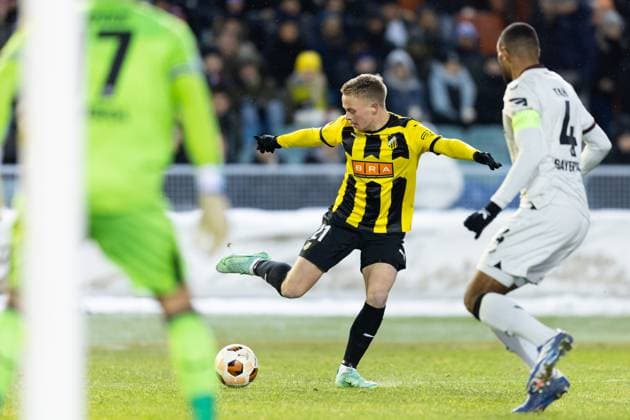 231130 Tomas Olai Totland of BK Häcken during the UEFA Europa League soccer match between BK Häcken and Bayer Leverkusen on November 30, 2023 in Gothenburg Photo Michael Erichsen BILDBYRAN COP 89 MI0578 bayer leverkusen bbeng bk häcken football fotboll fotboll soccer uefa europa league  Copyright: MICHAELxERICHSEN BB231130MI101