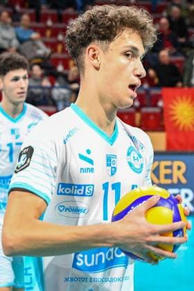 Michael Andrei Powervolleys Düren, 11 with ball, Portrait, Portrait, 30 11 2023, Düren Germany , Volleyball, CEV Cup, SWD Powervolleys Düren OK Strumica xmhx