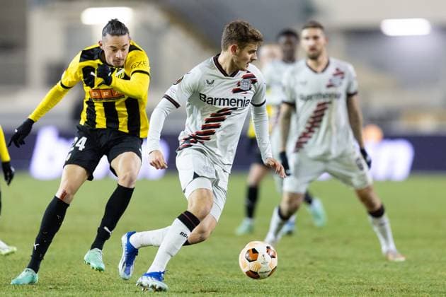 231130 Josip Stanisic of Bayer Leverkusen during the UEFA Europa League football match between BK Häcken and Bayer Leverkusen on November 30, 2023 in Gothenburg Photo Michael Erichsen BILDBYRAN COP 89 MI0578 bayer leverkusen bbeng bk häcken football fotball fotboll fotboll soccer uefa europa league  Copyright: MICHAELxERICHSEN BB231130MI111