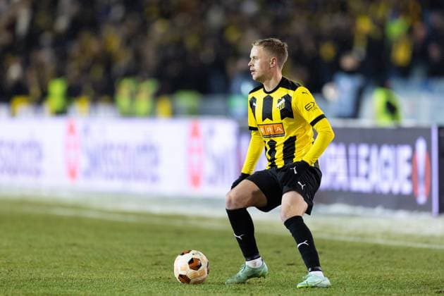 231130 Tomas Olai Totland of BK Häcken during the UEFA Europa League soccer match between BK Häcken and Bayer Leverkusen on November 30, 2023 in Gothenburg Photo Michael Erichsen BILDBYRAN COP 89 MI0578 bayer leverkusen bbeng bk häcken football fotboll fotboll soccer uefa europa league  Copyright: MICHAELxERICHSEN BB231130MI112