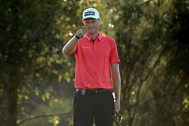 GOLF AUSTRALIAN OPEN, Adrian Meronk of Poland lines up a putt on the 10th hole during Round 2 of the Australian Open 2023 at the Lakes Golf Club in Sydney, Friday, December 1, 2023. ( NO ARCHIVING, EDITORIAL USE ONLY, NO USE IN BOOKS WITHOUT CONSENT SYDNEY NEW SOUTH WALES AUSTRALIA  Copyright: xDANxHIMBRECHTSx 20231201001872150876