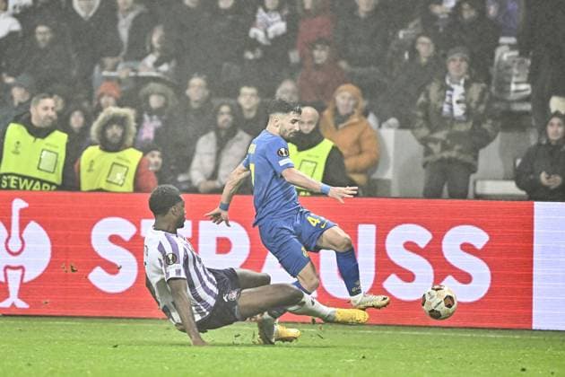 Mohammed Amoura (usg) FOOTBALL : Toulouse vs Union St Gilloise - Match 5 Phase de Groupe de la Ligue Europa - Toulouse - 30-11-2023 ThierryBreton Panoramic 