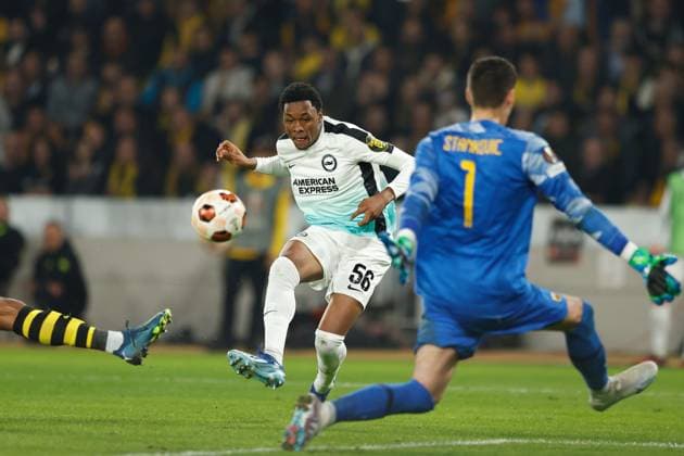 Joshua Duffus (BrightonHA), NOVEMBER 30, 2023 - Football Soccer : UEFA Europa League group B matchday 5 between AEK Athens 0-1 Brighton & Hove Albion FC at the AEK Arena in Athens, Greece. Noxthirdxpartyxsales  (237141421)