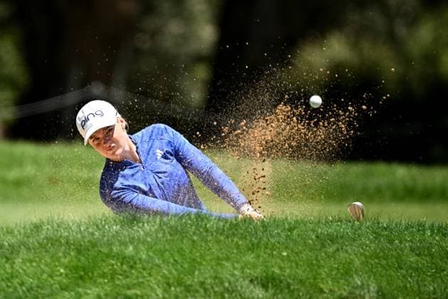 GOLF AUSTRALIAN OPEN, Cassie Porter of Australia plays a shot from the bunker on 8th hole during Round 2 of the Women?s Australian Open 2023 at the Lakes Golf Club in Sydney, Friday, December 1, 2023.( NO ARCHIVING, EDITORIAL USE ONLY, NO USE IN BOOKS WITHOUT CONSENT SYDNEY NEW SOUTH WALES AUSTRALIA  Copyright: xDANxHIMBRECHTSx 20231201001872209785