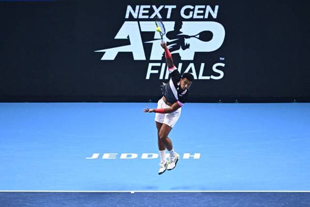 Tennis, Next Gen ATP Finals in Dschidda NextGen ATP, Tennis Herren Finals - Jeddah Luca Van Assche (FRA) during his third round match at the 2023 NextGen ATP Finals in Jeddah, Saudi Arabia, on November 30, 2023. Photo by Corinne Dubreuil ABACAPRESS.COM Jeddah Saudi Arabia  Copyright: xDubreuilxCorinne ABACAx
