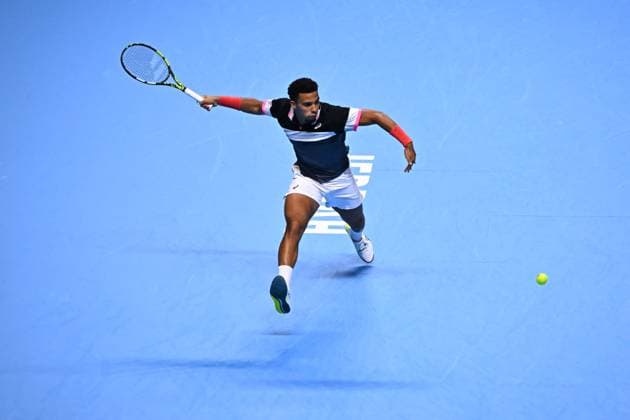 Tennis, Next Gen ATP Finals in Dschidda NextGen ATP, Tennis Herren Finals - Jeddah Arthur Fils (FRA) during his thirdround match at the 2023 NextGen ATP Finals in Jeddah, Saudi Arabia, on November 30, 2023. Photo by Corinne Dubreuil ABACAPRESS.COM Jeddah Saudi Arabia  Copyright: xDubreuilxCorinne ABACAx