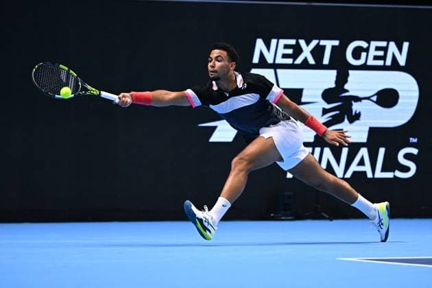 Tennis, Next Gen ATP Finals in Dschidda NextGen ATP, Tennis Herren Finals - Jeddah Arthur Fils (FRA) during his thirdround match at the 2023 NextGen ATP Finals in Jeddah, Saudi Arabia, on November 30, 2023. Photo by Corinne Dubreuil ABACAPRESS.COM Jeddah Saudi Arabia  Copyright: xDubreuilxCorinne ABACAx