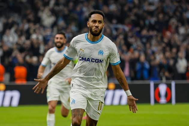 Football Europa League Olympique de Marseille OM - Ajax Amsterdam PHOTOPQR LA PROVENCE SPEICH Frederic ; Marseille ; 30 11 2023 ; Football : UEFA Europa League Groupe B Journee 5 Match Olympique de Marseille ( OM ) - Ajax Amsterdam au Stade Velodrome But Marseille PIERRE-EMERICK AUBAMEYANG OM Marseille BdR France  Copyright: xPHOTOPQR LAxPROVENCE MAXPPPxSPEICHxFredericx 20231130PVL2866 20231130PVL2866