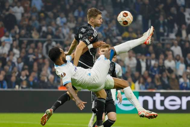 Football Europa League Olympique de Marseille OM - Ajax Amsterdam PHOTOPQR LA PROVENCE SPEICH Frederic ; Marseille ; 30 11 2023 ; Football : UEFA Europa League Groupe B Journee 5 Match Olympique de Marseille ( OM ) - Ajax Amsterdam au Stade Velodrome But Marseille PIERRE-EMERICK AUBAMEYANG OM Marseille BdR France  Copyright: xPHOTOPQR LAxPROVENCE MAXPPPxSPEICHxFredericx 20231130PVL2904 20231130PVL2904