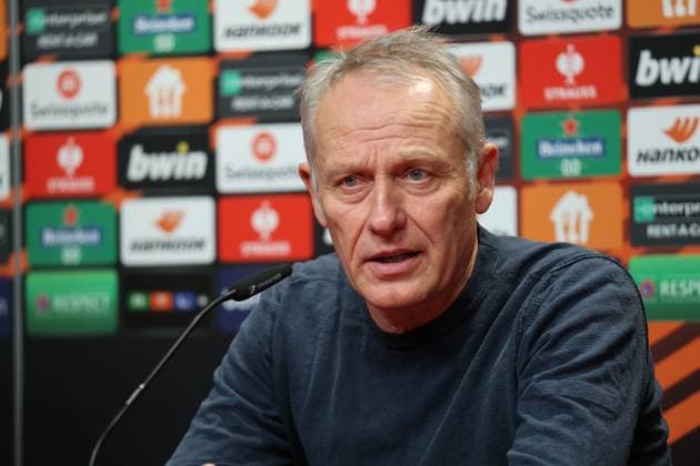 Freiburg, Germany 30 November 2023 Europa League 2023 2024 SC Freiburg vs Olympiakos Piraeus In the picture coach Christian Streich SC Freiburg at the press conference, PK Europa Park Stadion Baden Württemberg Copyright: xFotostandx xHettichx