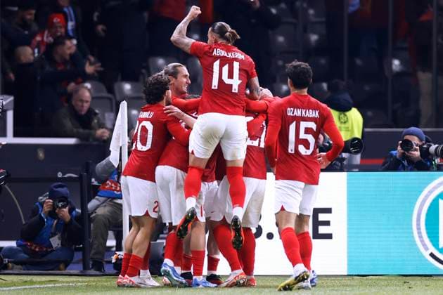 YILDIZ Kenan Team Turkey goal celebration around goalscorer Yildiz after his goal for the 1 2 DFB friendly match Germany Turkey 2 3 on 18 11 2023 in Berlin DFL REGULATIONS PROHIBIT ANY USE OF PHOTOGRAPHS as IMAGE SEQUENCES and or QUASI VIDEO Copyright: xLacixPerenyix