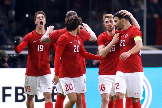 YILDIZ Kenan Team Turkey goal celebration around goalscorer Yildiz after his goal for the 1 2 DFB friendly match Germany Turkey 2 3 on 18 11 2023 in Berlin DFL REGULATIONS PROHIBIT ANY USE OF PHOTOGRAPHS as IMAGE SEQUENCES and or QUASI VIDEO Copyright: xLacixPerenyix