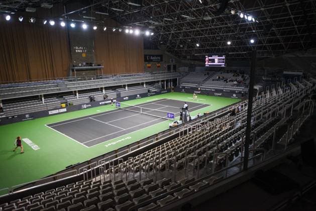 Andorra Open 2023 A panoramic view of the stadium is being showcased, where the Credand Andorra Open Women s Tennis Association WTA, Tennis Damen 2023 tennis tournament is taking place at the Poliesportiu d Andorra in Andorra La Vella, Andorra, on December 1, 2023.  Copyright: xMartinxSilvaxCosentinox originalFilename:silvacosentino-panorama231201_np5Ge.jpg