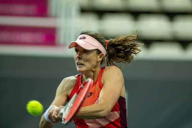 Andorra Open 2023 Alize Cornet of France is celebrating her victory in the round of 16 at the Creand Andorra Open Women s Tennis Association WTA, Tennis Damen 2023 tennis tournament at the Poliesportiu d Andorra in Andorra La Vella, Andorra, on December 1, 2023.  Copyright: xMartinxSilvaxCosentinox originalFilename:silvacosentino-alizcorn231201_npCiu.jpg