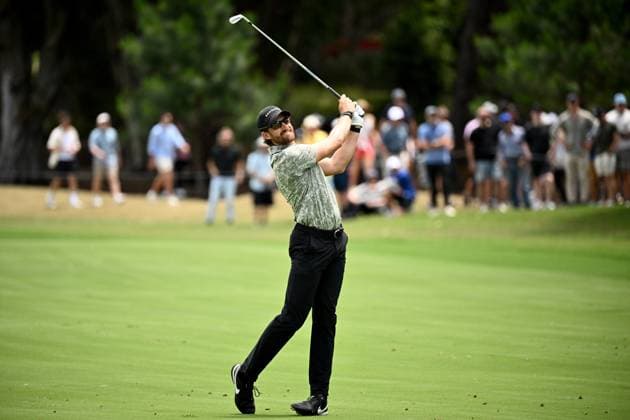 GOLF AUSTRALIAN OPEN, Patrick Rodgers of the USA plays a shot from the 1st fairway during Round 3 of the Australian Open 2023 at the Australian Golf Club in Sydney, Saturday, December 2, 2023. ( NO ARCHIVING, EDITORIAL USE ONLY, NO USE IN BOOKS WITHOUT CONSENT SYDNEY NEW SOUTH WALES AUSTRALIA  Copyright: xDANxHIMBRECHTSx 20231202001872583828