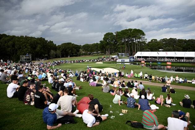 GOLF AUSTRALIAN OPEN, A general view of the 18th hole during Round 3 of the Australian Open 2023 at the Australian Golf Club in Sydney, Saturday, December 2, 2023. ( NO ARCHIVING, EDITORIAL USE ONLY, NO USE IN BOOKS WITHOUT CONSENT SYDNEY NEW SOUTH WALES AUSTRALIA  Copyright: xDANxHIMBRECHTSx 20231202001872608816