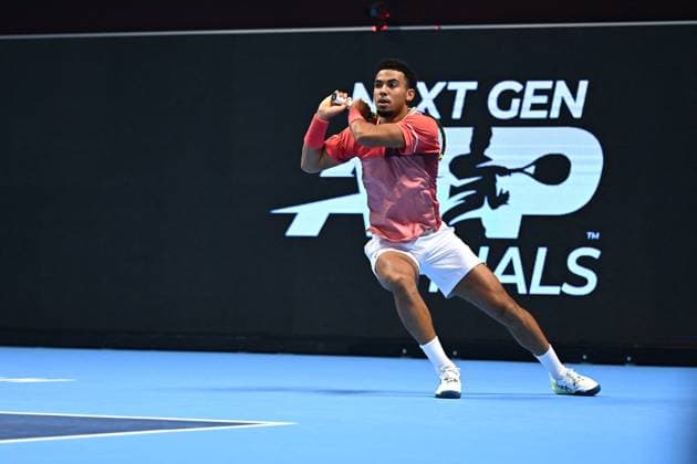 NextGen ATP, Tennis Herren Finals - Jeddah Arthur Fils (FRA) during his semi final match at the Next Gen ATP Finals in Jeddah, Saudi Arabia, on December 1, 2023. Photo by Corinne Dubreuil ABACAPRESS.COM Jeddah Saudi Arabia  Copyright: xDubreuilxCorinne ABACAx