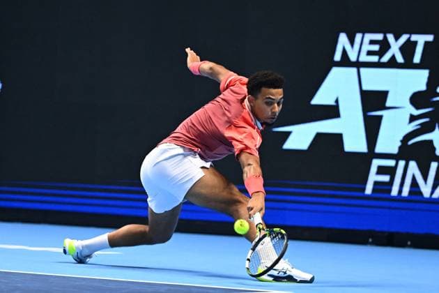 NextGen ATP, Tennis Herren Finals - Jeddah Arthur Fils (FRA) during his semi final match at the Next Gen ATP Finals in Jeddah, Saudi Arabia, on December 1, 2023. Photo by Corinne Dubreuil ABACAPRESS.COM Jeddah Saudi Arabia  Copyright: xDubreuilxCorinne ABACAx