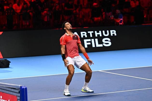 NextGen ATP, Tennis Herren Finals - Jeddah Arthur Fils (FRA) during his semi final match at the Next Gen ATP Finals in Jeddah, Saudi Arabia, on December 1, 2023. Photo by Corinne Dubreuil ABACAPRESS.COM Jeddah Saudi Arabia  Copyright: xDubreuilxCorinne ABACAx