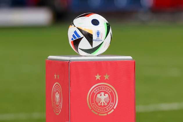Germany, Rostock, 01 12 2023, Ostseestadion, Germany vs Denmark UEFA Womens Nations League Group A3, The match ball from adidas for Euro 2024 in Germany is on the table Rostock Ostseestadion Germany  eu-images-700