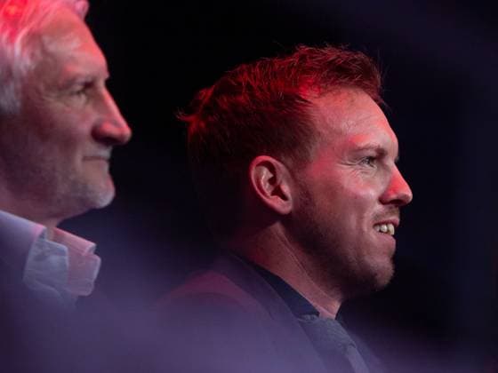 Julian Nagelsmann Germany, national coach at the draw, preceded by Rudi Völler Germany, sports director national team , GER, UEFA Euro 2024 Final Draw, Draw Elbphilharmonie Hamburg, 02 12 2023 GER, UEFA Euro 2024 Final Draw, Draw Elbphilharmonie Hamburg, 02 12 2023 Hamburg Copyright: xEibner-Pressefoto Memmlerx EP_MMR