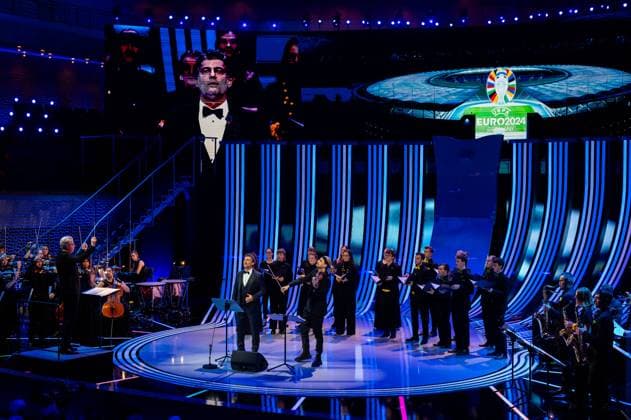 Jonas Kaufmann opera singer, musician , David Garrett violinist, musician with three ensembles of the German Music Council, GER, UEFA Euro 2024 Final Draw, Draw Elbphilharmonie Hamburg, 02 12 2023 GER, UEFA Euro 2024 Final Draw, Draw Elbphilharmonie Hamburg, 02 12 2023 Hamburg Copyright: xEibner-Pressefoto Memmlerx EP_MMR