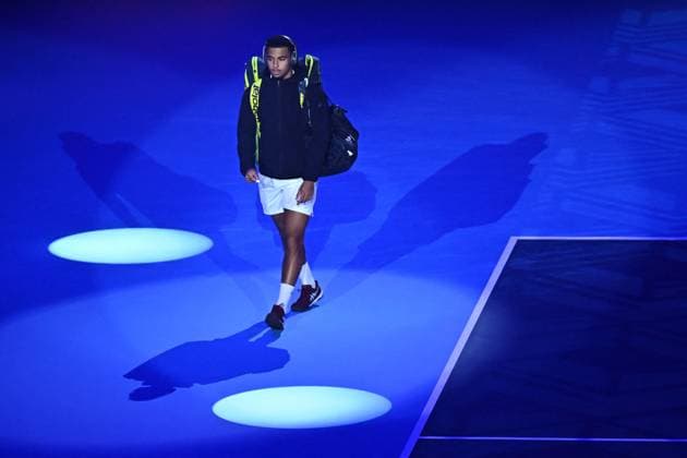 Medjedovic Wins Next Gen ATP, Tennis Herren Finals - Jeddah Arthur Fils (FRA) during the final at the 2023 Next Gen ATP Finals in Jeddah, SAUDI ARABIA, on December 2, 2023. Photo by Corinne Dubreuil ABACAPRESS.COM Jeddah Saudi Arabia  Copyright: xDubreuilxCorinne ABACAx