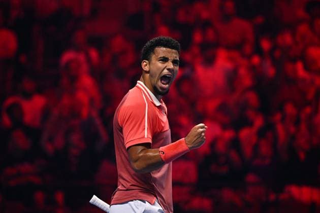 Medjedovic Wins Next Gen ATP, Tennis Herren Finals - Jeddah Arthur Fils (FRA) during the final at the 2023 Next Gen ATP Finals in Jeddah, SAUDI ARABIA, on December 2, 2023. Photo by Corinne Dubreuil ABACAPRESS.COM Jeddah Saudi Arabia  Copyright: xDubreuilxCorinne ABACAx