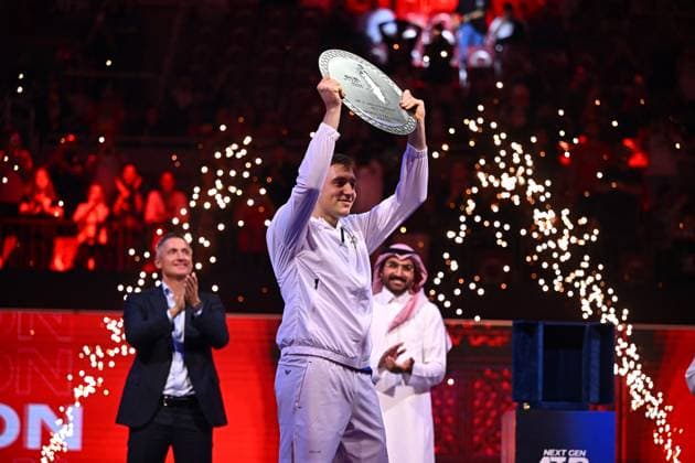 Medjedovic Wins Next Gen ATP, Tennis Herren Finals - Jeddah Hamad Medjedovic (SER) during the final at the 2023 Next Gen ATP Finals in Jeddah, SAUDI ARABIA, on December 2, 2023. Photo by Corinne Dubreuil ABACAPRESS.COM Jeddah Saudi Arabia  Copyright: xDubreuilxCorinne ABACAx