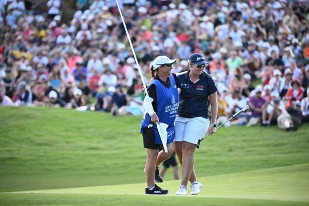 GOLF AUSTRALIAN OPEN, Ashleigh Buhai of South Africa celebrates after back to back wins in the Women?s Australian Open 2023 at the Australian Golf Club in Sydney, Sunday, December 3, 2023. ( NO ARCHIVING, EDITORIAL USE ONLY, NO USE IN BOOKS WITHOUT CONSENT SYDNEY NEW SOUTH WALES AUSTRALIA  Copyright: xDANxHIMBRECHTSx 20231203001872993842
