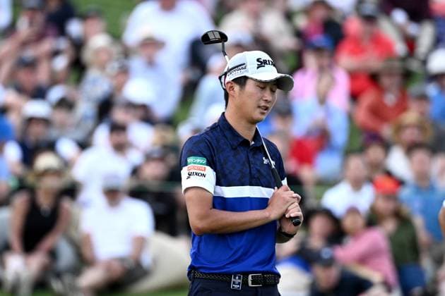 GOLF AUSTRALIAN OPEN, Rikuya Hoshino of Japan reacts after missing a putt on the18th hole during Round 4 of the Australian Open 2023 at the Australian Golf Club in Sydney, Sunday, December 3, 2023. ( NO ARCHIVING, EDITORIAL USE ONLY, NO USE IN BOOKS WITHOUT CONSENT SYDNEY NEW SOUTH WALES AUSTRALIA  Copyright: xDANxHIMBRECHTSx 20231203001873001841