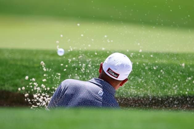 Sport Themen der Woche KW48 Sport Bilder des Tages 3rd December 2023; The Australian Golf Club and The Lakes Golf Club, Sydney, New South Wales, Australia; ISPS HANDA Australian Open Final Round; Sam Brazel hits the ball out of the bunker  ActionPlus12582834 KevinxManning