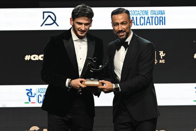 Db Milano 04 12 2023 - Gran Gala del Calcio Aic 2023 foto Daniele Buffa Image nella foto: Khvicha Kvaratskhelia-Fabio Quagliarella 