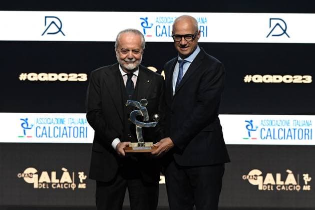 Db Milano 04 12 2023 - Gran Gala del Calcio Aic 2023 foto Daniele Buffa Image nella foto: Aurelio De Laurentiis-Gianni Grazioli 