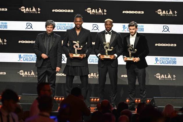 Milan, Gran gala del calcio - AIC awards ceremony In the photo: Rafael Leao, Victor Osimhen  Copyright: xManuelexMangiarottix xipa-agencyx xMangiarotti Terenghix 0371727184st