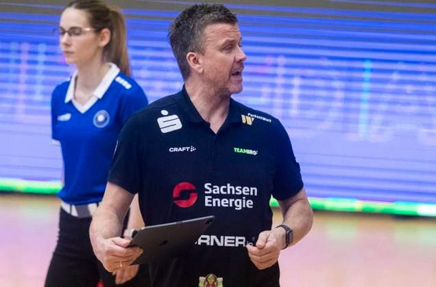 5 12 2023, Volleyball, GER, Women, CEV Cup, Second leg, Season 2023 2024, SSC Palmberg Schwerin Dresdner SC Coach Alexander Waibl Dresdner SC Schwerin Palmberg Arena Mecklenburg-Vorpommern Germany