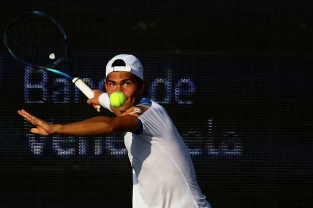 December 5, 2023, Puerto Cabello, Carabobo, Venezuela: December 05, 2023. Ignacio Parisca, From Venezula, during the match in the Dracula Open international tennis tournament in the city of Puerto Cabello, Venezuela. Photo: Puerto Cabello Venezuela - ZUMAhe3_ 0372147853st Copyright: xJuanxCarlosxHernandezx