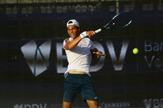 December 5, 2023, Puerto Cabello, Carabobo, Venezuela: December 05, 2023. Ignacio Parisca, From Venezula, during the match in the Dracula Open international tennis tournament in the city of Puerto Cabello, Venezuela. Photo: Puerto Cabello Venezuela - ZUMAhe3_ 0372149322st Copyright: xJuanxCarlosxHernandezx