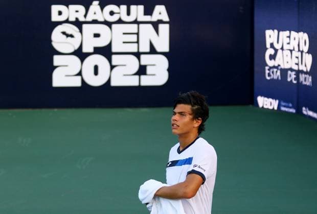 December 5, 2023, Puerto Cabello, Carabobo, Venezuela: December 05, 2023. Ignacio Parisca, From Venezula, during the match in the Dracula Open international tennis tournament in the city of Puerto Cabello, Venezuela. Photo: Puerto Cabello Venezuela - ZUMAhe3_ 0372156424st Copyright: xJuanxCarlosxHernandezx