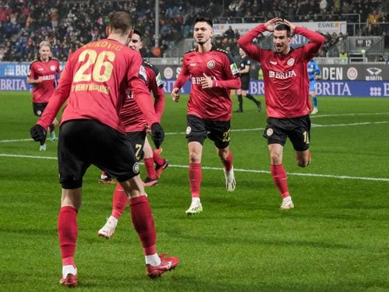 SV Wehen Wiesbaden is happy about goal to 1 0, GER, SV Wehen Wiesbaden vs Eintracht Braunschweig, Football, 2 Bundesliga, Matchday 16, Season 2023 2024, 08 12 2023 DFL REGULATES PROHIBIT ANY USE OF PHOTOGRAPHS AS IMAGE SEQUENCES AND OR QUASI VIDEO GER, SV Wehen Wiesbaden vs Eintracht Braunschweig, Football, 2 Bundesliga, Matchday 16, Season 2023 2024, 08 12 2023 Wiesbaden Copyright: xEibner-Pressefoto FlorianxWieganx EP_FWD