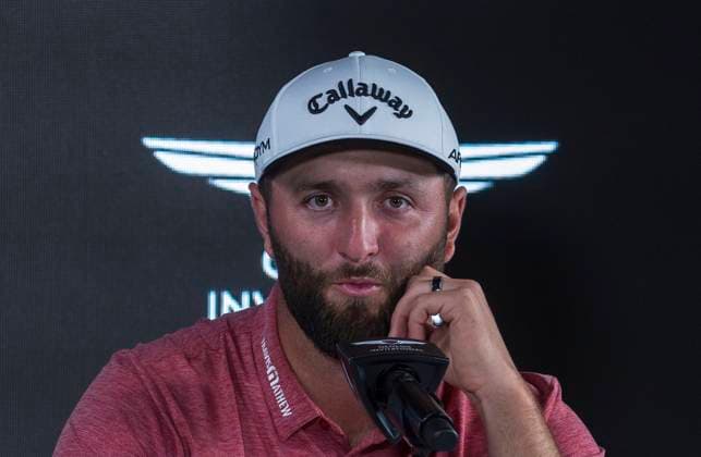 December 8, 2023, Pacific Palisades, California, USA: Jon Rahm joins LIV Golf. FILE PHOTO: Jon Rahm is interviewed after winning the Final Round of the Genesis Invitational Golf Tournament on Sunday February 19, 2023 at the Riviera Country Club in Pacific Palisades, California. JAVIER ROJAS PI Pacific Palisades USA - ZUMAp124 20231208_zaa_p124_004 Copyright: xJavierxRojasx