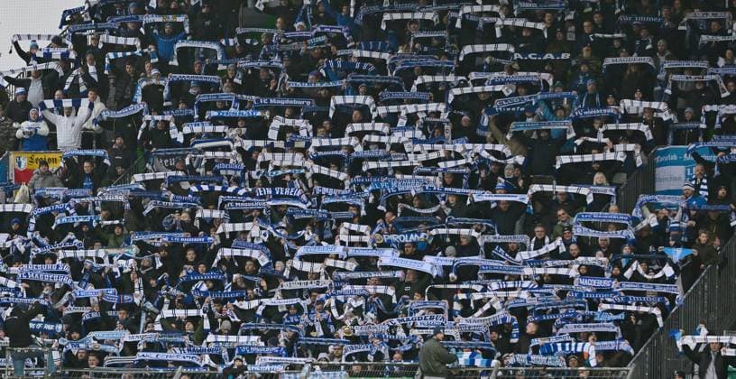 09 12 2023 Soccer Season 2023 2024 2 Soccer Bundesliga 16 Matchday SpVgg Greuther Fürth Kleeblatt 1 FC Magdeburg FCM Sportfoto Zink MeZi xmexzix DFL regulations prohibit any use of photographs as image sequences and or quasi video only for editorial use Feature Impression Symbolbild Symbolfoto Fans Fanblock Magdeburg