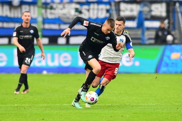 Soccer I Men I 2 Bundesliga l Hamburger SV SC Paderborn 07 I 16 Matchday I Season 2023 2024 I HSV I 09 12 2023 I v v Bilbija Filip SCPaderborn07 , Benes Laszlo HSV , Sportplatz Volksparkstadion, Stellingen Hamburg Germany