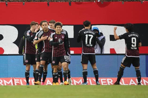 10 12 2023, Football, Men, 2 Bundesliga, Season 2023 2024, SV 07 Elversberg 1 FC Nürnberg, Goal celebration to 0 1, Goalscorer Daichi Hayashi 1 FC Nürnberg Elversberg Ursapharm Arena an der Kaiserlinde Saarland Germany EN