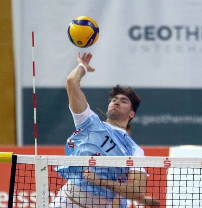 Jannes WIESNER KWh , He Bundesliga 23 24, TSV Haching Muenchen vs Energiequelle Netzhoppers Koenigs Wusterhausen, Geothermie Arena Unterhaching, 10 12 23, Copyright: WolfgangxFehrmann
