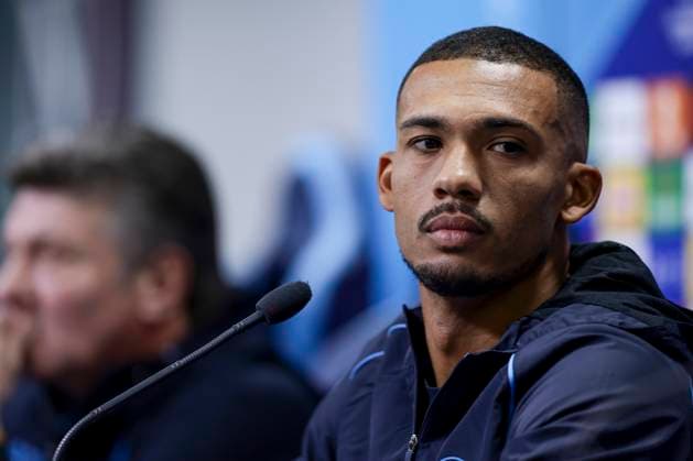 Italy: press conference, PK, Pressekonferenz SSC Napoli SSC Napoli s Brazilian defender Juan Jesus during the SSC Napoli press conference the day before the Champions League football match against Braga at the Konami center in Castel Volturno on 11 December, 2023 ABPH3852 Copyright: xAntonioxBalascox