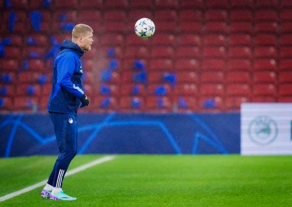 Andreas Cornelius during FC Copenhagen training on Monday 11 December 2023 FC Copenhagen will meet Turkish Galatasaray in the Champions League on Tuesday Photo Liselotte Sabroe Ritzau Scanpix , Copenhagen Denmark  Copyright: Ritzau Scanpix LiselottexSabroex COP15259 spdk20231211-153615-L